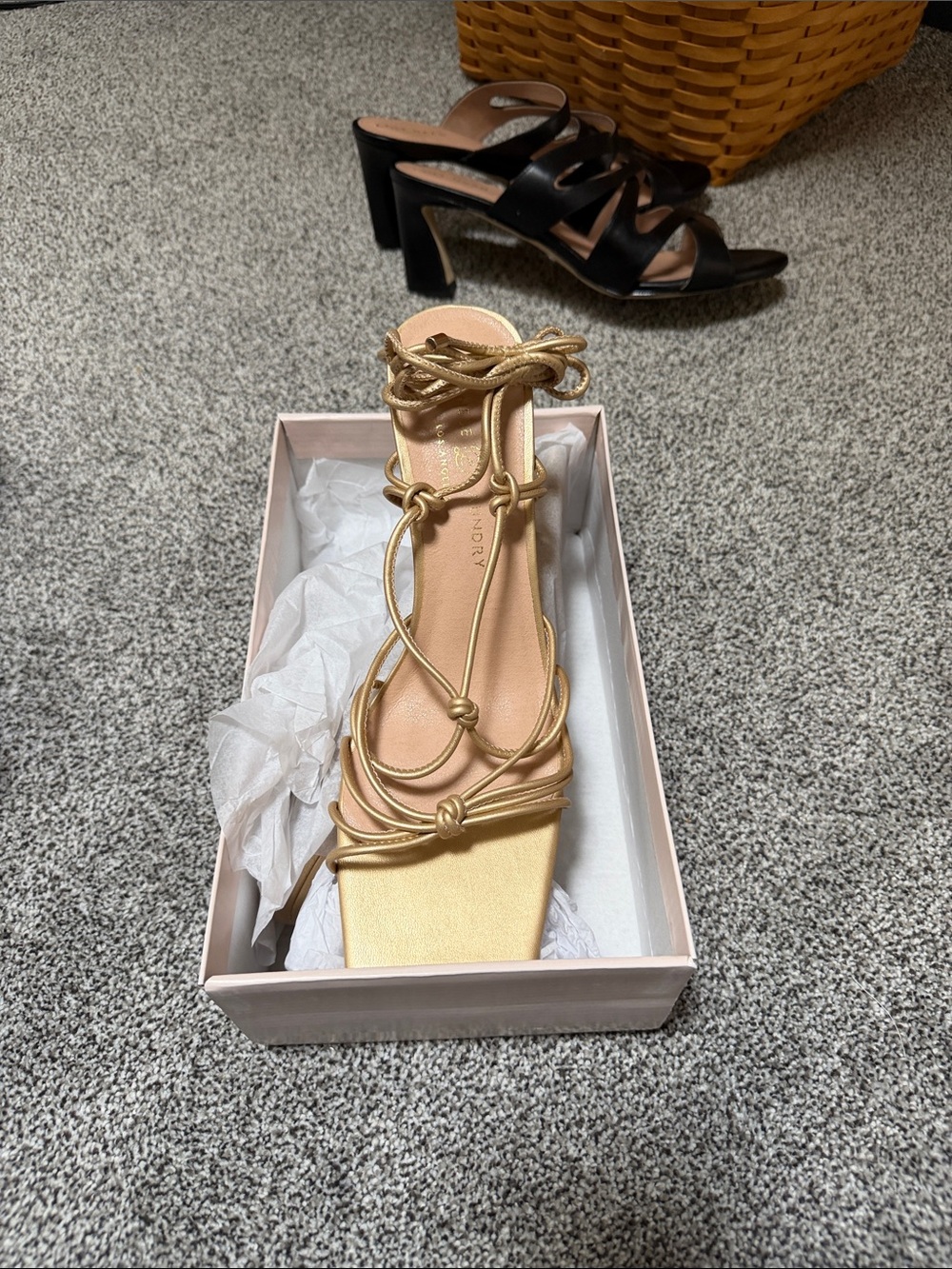 Chinese Laundry Metallic Gold Lace-Up Knot Sandals